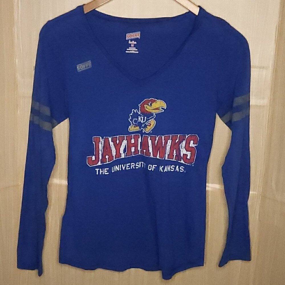 University Of Kansas Jayhawks Blue Long Sleeve Top Soffe Medium